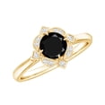 thumbnail image 1 of Rosec Jewels Vintage Style Black Spinel Engagement Ring - AAA Quality - Black Spinel Ring with Diamond Halo - with Jewelry Box, 18K Yellow Gold, US 5.00, 1 of 9
