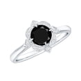 thumbnail image 1 of Rosec Jewels Vintage Style Black Spinel Engagement Ring - AAA Quality - Black Spinel Ring with Diamond Halo - with Jewelry Box, 925 Sterling Silver, US 4.00, 1 of 9
