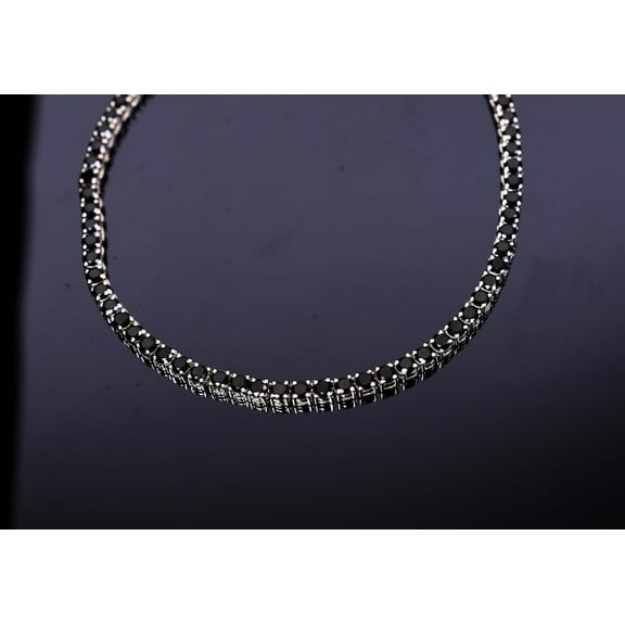 Black Spinel Round Chain Necklace Wedding Gift For Daughter Silver Jewelry Gold women man