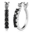 thumbnail image 1 of Black Spinel  Stainless Steel Hoops Hoop Earrings for Women Jewelry Ct 1.23 Birthday Christmas Gifts, 1 of 4