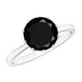 thumbnail image 1 of Rosec Jewels Black Spinel Solitaire Ring for Women (AAA Quality, August Birthstone), 18K White Gold, US 3.00, 1 of 7