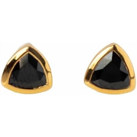 Black Spinel Stud, Natural Black Spinel Stud Earring, Black Spinel Earring, August Birthstone, Stud Pair, Womens Earring, Gold Micron, Mens Studs, Unisex Earrings, 925 Sterling Silver, Christmas