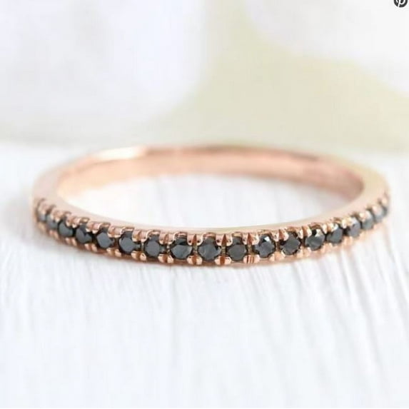 Black Spinel Wedding Engagement Ring Bridal Promise Ring Anniversary Gift 925 Sterling Silver Rose Gold Plated Gemstone Jewelry For Women Gift