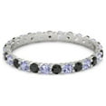 thumbnail image 1 of Black Spinel With Iolite Round 2.50 MM Eternity 925 Sterling Silver Women Stacking Ring Size US- 6, 1 of 5