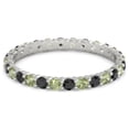 thumbnail image 1 of Black Spinel With Peridot Round 2.50 MM Eternity 925 Sterling Silver Women Stacking Ring, 1 of 4