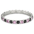 thumbnail image 1 of Black Spinel With Pink Tourmaline Round 2.50 MM 925 Sterling Silver Women Stacking Ring, 1 of 5