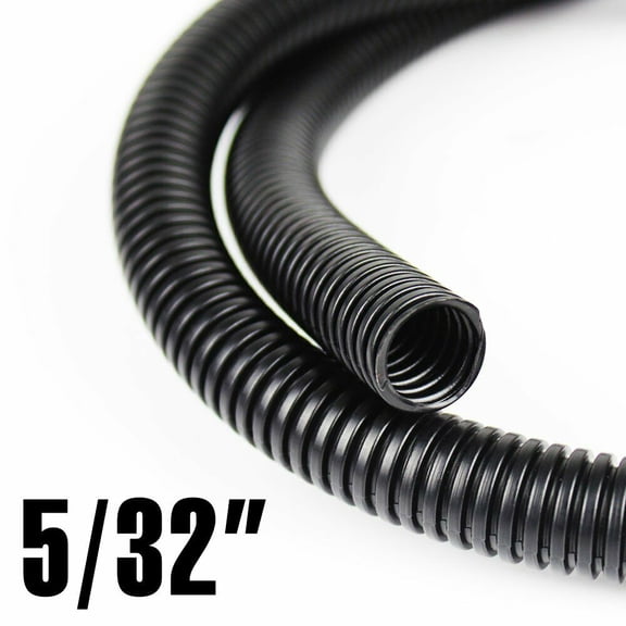 Black Split Wire Loom Conduit Corrugated Choose Hot Sizes Flex Cable Plastic Tube 5/32inch Size