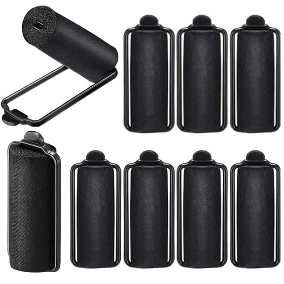 Black Satin Rollers 10 Pack Silk Roller Hair Clips,Foam Sponge Flexible Rods,0.98" Satin Wrapped Hair Curlers,Soft Sleeping Wave Curlers,Hairdressing Curlers for Girls Women Hair Styling