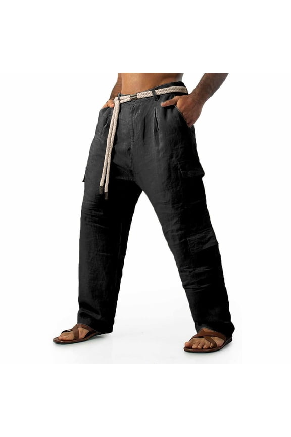 Black Sport Gym Brunch Running Going Out for Mens Fall Summer Spandex Pleated Paperbag Straight Leg Basic Long Leg Trousers Pants Man 2026 Clothes Country Concert Y2K M