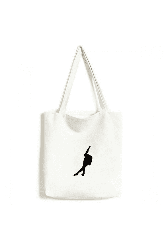 Black Sport Roller Skating Outline Tote Canvas Bag Shopping Satchel Casual Handbag