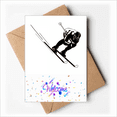 thumbnail image 1 of Black Sport Skiing Pattern Illustration Welcome Back Greeting Cards Envelopes Blank, 1 of 4