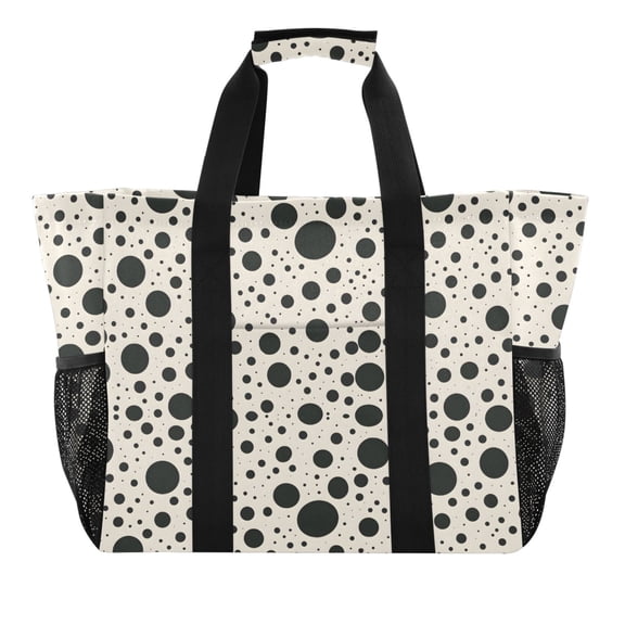 Black Spots Reusable Grocery Bags with Handle Side Pocket Waterproof Shopping Portable Tote