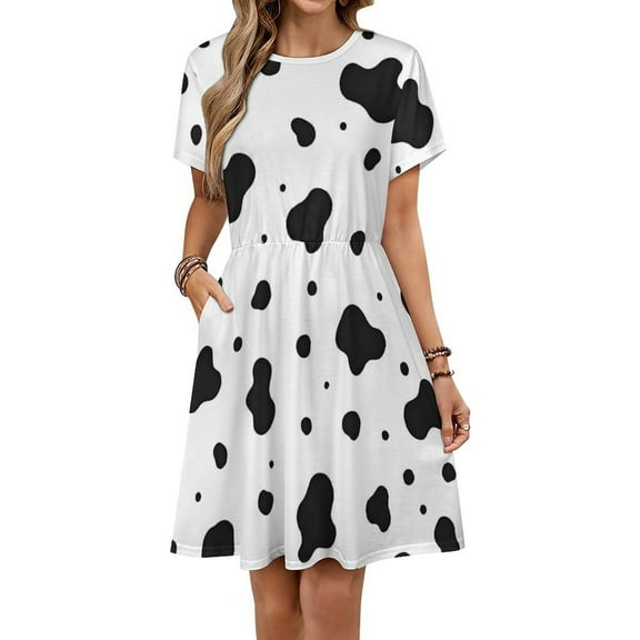 Black Spots Women's Dress Short Sleeve Summer Sundress Summer Women Clothes
