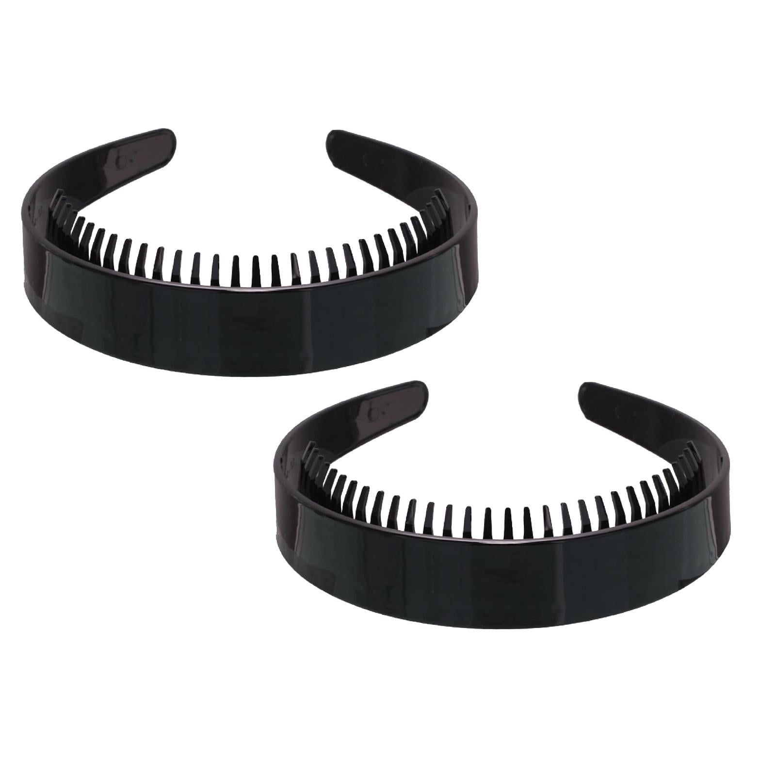 Black Spray Paint Headband Long Teeth 2.5cm Bright Black Headband