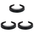 Black Spray Paint Headband Long Teeth 2.5cm Bright Black Headband