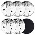 thumbnail image 1 of Black Spring Botanical Coasters Set of 6, Absorbent Coasters for Drinks, Weeping Eucalyptus Butterfly Coaster for Desk Coffee Table Protection, Home Decor House Warming Gifts 4", 1 of 8