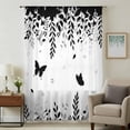 thumbnail image 1 of Black Spring Botanical Sheer Curtains 84 Inches Long, Weeping Eucalyptus Butterfly Light Filering Curtains, Breathable Simi Curtain Privacy Drapes for Living Room Bedroom Lightweight Window Treatment, 1 of 9