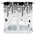 thumbnail image 1 of Black Spring Botanical Swag Valances for Windows, Kitchen Window Curtains Over Sink, Weeping Eucalyptus Butterfly Window Treatment Curtains for Living Room/Bedroom Curtains 2 Panel Sets 36"x45", 1 of 8
