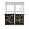 thumbnail image 1 of Black Spring Floral 2 Panel Kitchen Curtains for Small Windows, Elegant Pastoral Flowers Birds Retro Art Bathroom Tier Curtain, Short Window Treatment for Bedroom/Living Room 55"x24", 1 of 6