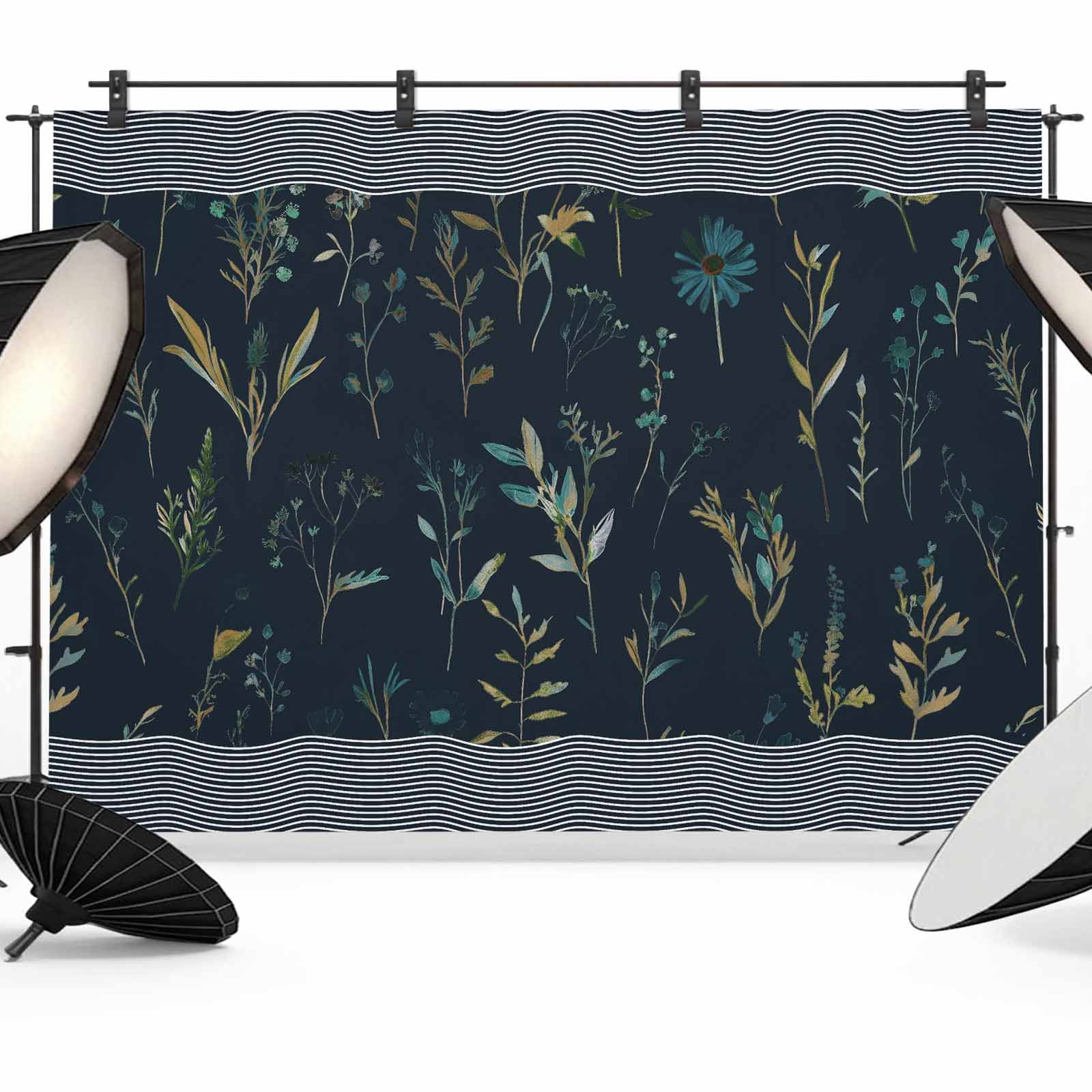 Botanical Backdrop Black Spring Floral Backdrop for Photoshoot,Photography Photo Studio ...