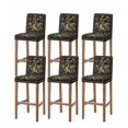 thumbnail image 1 of Black Spring Floral Bar Stool Covers Set of 6, Elegant Pastoral Flowers Birds Retro Art Stretch Bar Chair Covers with Backs, Removable Pub Counter Height Chair Cover for Kitchen Dining Room Cafe, 1 of 7