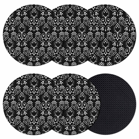Black Spring Floral Coasters Set of 6, Absorbent Coasters for Drinks, Modern Abstract Art Farmhouse Coaster for Desk Coffee Table Protection, Home Decor House Warming Gifts 4"