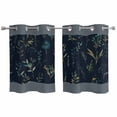 thumbnail image 1 of Black Spring Floral Kitchen Curtains Small Short 39 Inch Length, Watercolor Botanical Flower Striped Grommet Bedroom Living Room Curtains, Light Filtering Cafe Curtain Drapes 2 Panels Set 55''x39'', 1 of 9
