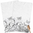 thumbnail image 1 of Black Spring Floral Kitchen Towel Dish Cloths Set of 2, Microfiber Soft Kitchen Hand Towels, Summer Botanical Butterfly Modern Absorbent Quick Drying Dishcloths 18 x 28 Inches, 1 of 8