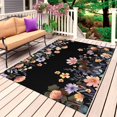 thumbnail image 1 of Black Spring Floral Outdoor Rug 4x6 Ft, Non Slip Washable Area Rug, Elegant Flowers Farmhouse Botanical Patio Rugs Carpet Runner, Large Floor Mat for Indoor/Outdoor Deck Porch Camping, 1 of 8