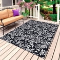 thumbnail image 1 of Black Spring Floral Outdoor Rug 4x6 Ft, Non Slip Washable Area Rug, Farmhouse Flowers Elegant Pastoral Patio Rugs Carpet Runner, Large Floor Mat for Indoor/Outdoor Deck Porch Camping, 1 of 8