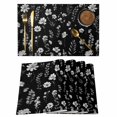 thumbnail image 1 of Black Spring Floral Placemats Set of 4, Flowers Botanical Elegant Pastoral Placemats for Dining Table, Place Mats for Kitchen Tabletop, Waterproof Wipeable Dining Table Mats Set, 1 of 9