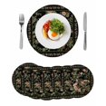 thumbnail image 1 of Black Spring Floral Round 15 Inch Placemats Set of 6, Elegant Pastoral Flowers Birds Retro Art HeatResistant Non Slip Place Mats for Dining Table, Wipeable Braided Kitchen Table Mats for Housewarming, 1 of 9