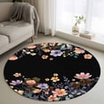 thumbnail image 1 of Black Spring Floral Round Area Rug 3.3Ft Washable Circle Rugs for Dining Room Table, Elegant Flowers Farmhouse Botanical Non-Slip Carpet Floor Mats Indoor Outdoor Carpet Runner Aesthetic Home Decor, 1 of 8