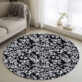 thumbnail image 1 of Black Spring Floral Round Area Rug 3.3Ft Washable Circle Rugs for Dining Room Table, Farmhouse Flowers Elegant Pastoral Non-Slip Carpet Floor Mats Indoor Outdoor Carpet Runner Aesthetic Home Decor, 1 of 8