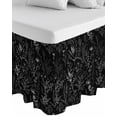 thumbnail image 1 of Black Spring Floral Wrap Around Bed Skirts for California King Bed 18" Drop,Bed Skirt with Adjustable Elastic Belt Dust Ruffle Bed Valance for Bedroom Vintage Botanical Watercolor Bed Frame Cover, 1 of 7