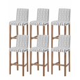 thumbnail image 1 of Black Spring Leaves Bar Stool Covers Set of 6, Pastoral Botanical Striped Flowers Stretch Washable Bar Chair Covers with Backs, Removable Pub Counter Height Chair Cover for Kitchen Dining Room Cafe, 1 of 7