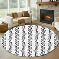 thumbnail image 1 of Black Spring Leaves Round Area Rug 7Ft Washable Circle Rugs for Dorm Laundry Room, Pastoral Botanical Striped Flowers Non-Slip Carpet Floor Mats Indoor Outdoor Carpet Runner Aesthetic Home Decor, 1 of 8