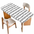 thumbnail image 1 of Black Spring Leaves Table Cloths for 6 Foot Rectangle Tables, Pastoral Botanical Striped Flowers Patio Waterproof Elastic Fitted Tablecloths, Washable Rectangular Table Cover for Camping, 1 of 8