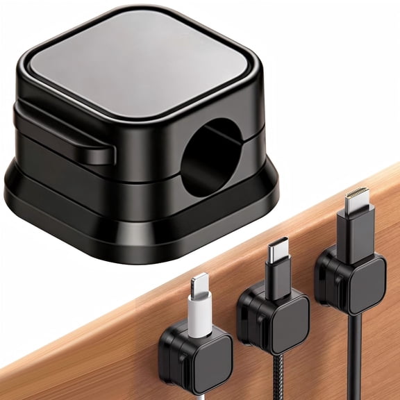 Black Spring Lock Cable Organizer Clip 1 Pack One Hand Charger Cord Holder for Phone Charging Cable USB C Lightning HDMI Desk Nightstand Car Office and Wall Cable Management