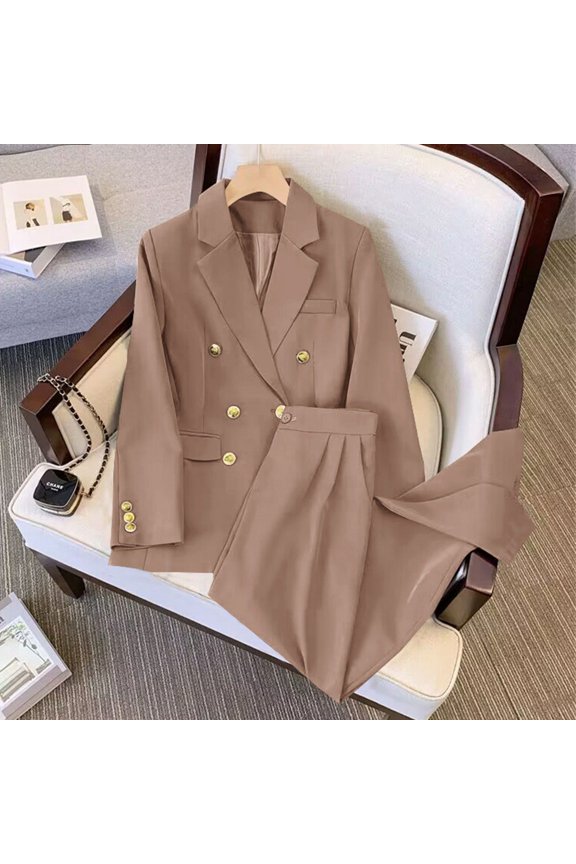 Black Spring New Suit Jacket For Women, Petite Size, High-End Casual Trousers Two-Piece Set