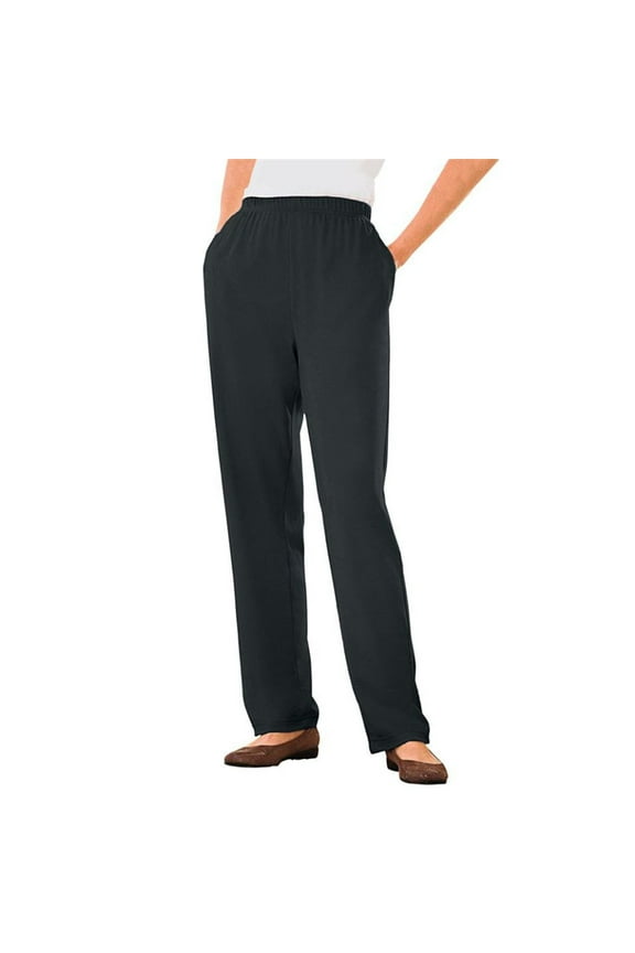 Black Spring Pants, Polyester Work Clothes For Women 2024, Trousers Women, Women's Pockets Elastic Waist Straight Solid Color Casual Pants Pants