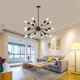 thumbnail image 2 of LynPon 18-Light Black Sputnik Chandelier – Modern Pendant Ceiling Light, Adjustable Height, E26 Bulbs, 30-inch Diameter (Made In USA) 2 of 5