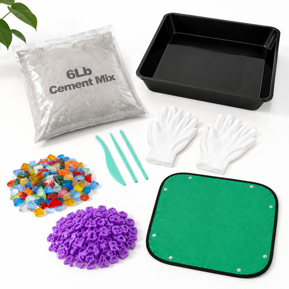 Black Square 10in Stepping Garden Stones DIY Craft Kit for Family Gifts