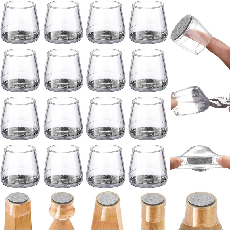 Black Square Chair Leg Floor Protectors, High Elastic Felt Furniture