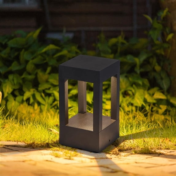 Black Square Column Post Caps Lights Outdoor Waterproof LED Pillar Post Lamps with 3000K Warm Light Fence Post Cap Lights Aluminum Post Lights Fixture for Pool Gate Yard Deck Lawn Lanterns