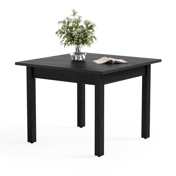 Black Square Dining Table For 4, Modern Solid Wood Kitchen Table, 39 Inch