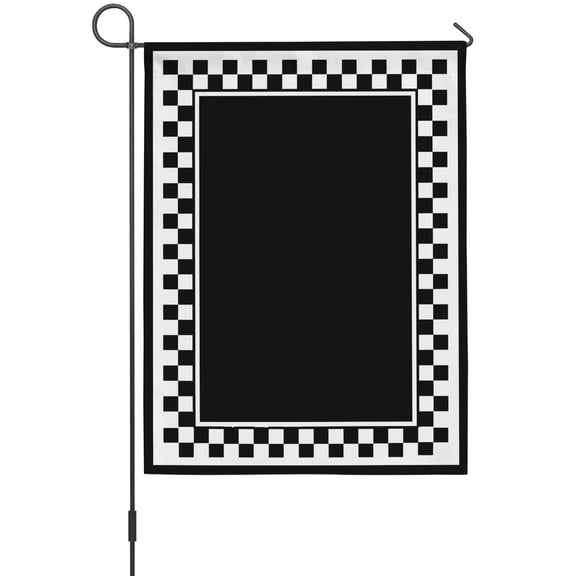Black Square Garden Flag 12 x 18 Inches, Graphic Retro Black White Checkered Border Weather Proof Outdoor Patio Flags Double Sided Small Garden Decoration for Yard Outside Home