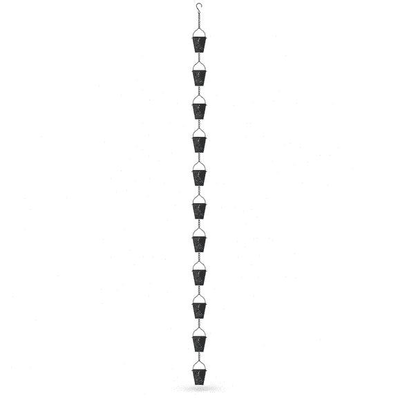 Black-Square Metal Rain Chain 12 Square Cups Decorative Downspout Replacement