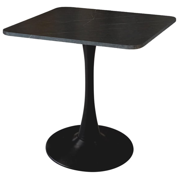 Black Square Modern Tulip Dining Table with Faux Marble Top 30 Inch