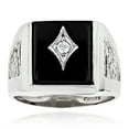 thumbnail image 1 of Black Square Natural Onyx And Real 0.1 Ctw Diamond 14K Mens Ring For Him (White Gold Size 6), 1 of 1